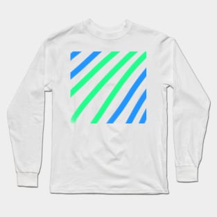 Blue green stripes watercolor art Long Sleeve T-Shirt